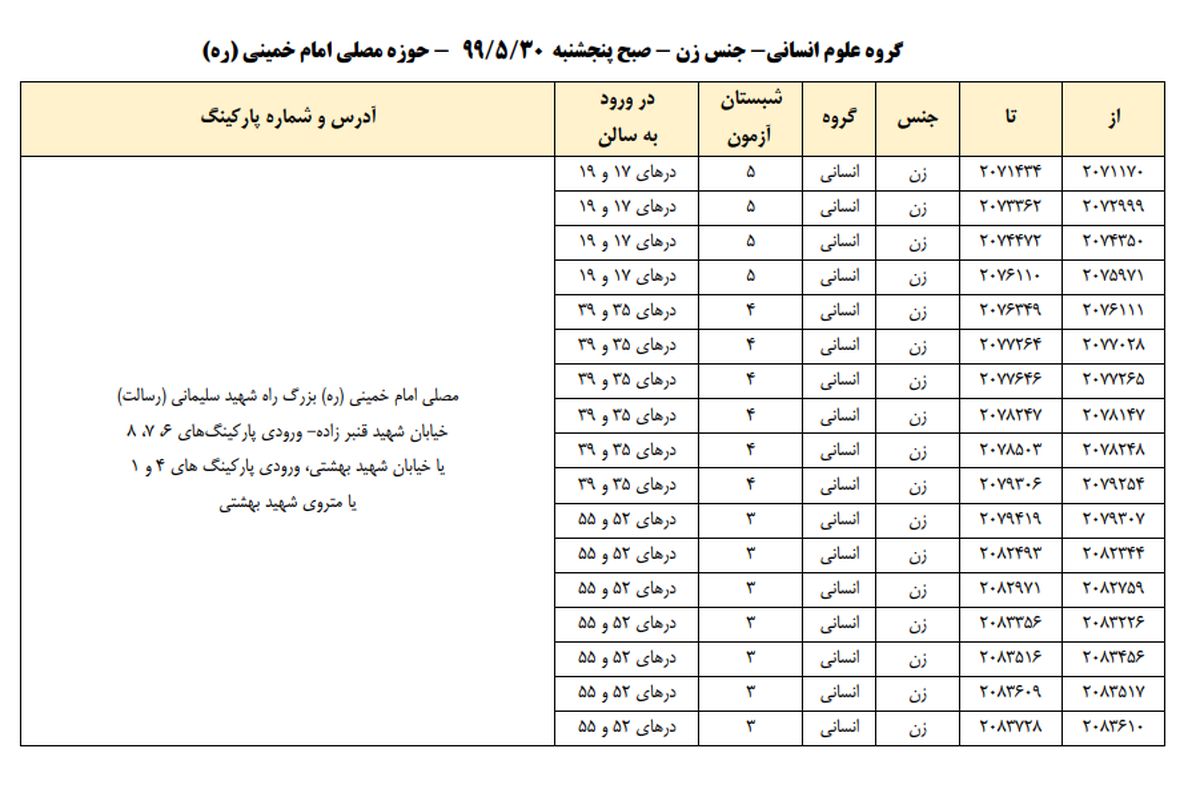 داوطلبان کنکوری حوزه مصلی، چطور صندلی خود را پیدا کنند؟