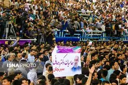 شعارهای انتخاباتی در سخنرانی روحانی/وصیت هاشمی حمایت از روحانی/«اسحاق دوستت داریم»/محسن هاشمی هم بود
