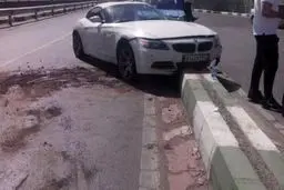تصادف شدید بی ام و کروک در تهران/تصاویر