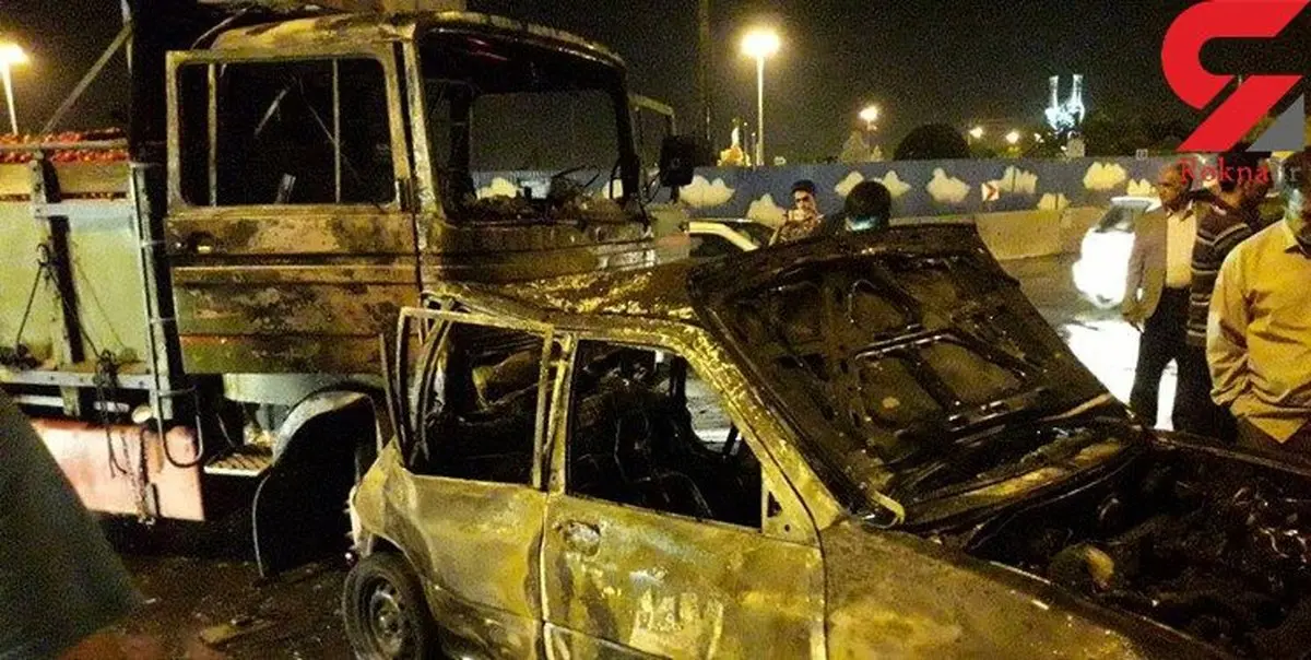 حمام خون براثر تصادف زنجیره ای در نجف‌آباد+ عکس