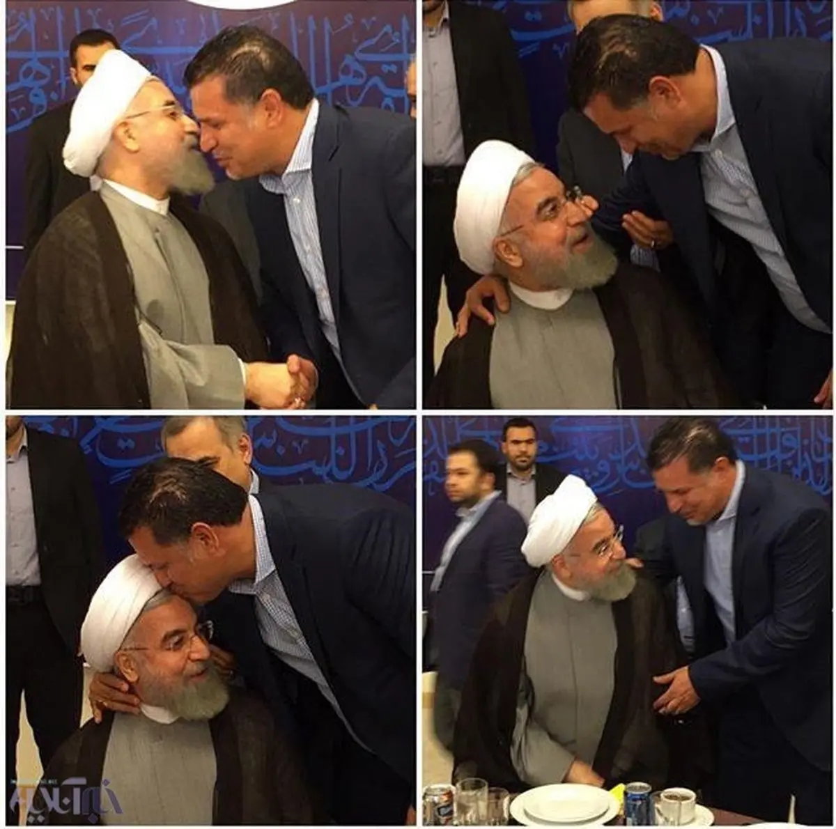 روبوسی علی دایی و رئیس جمهور روحانی همراه با تبریک موفقیت هسته ای