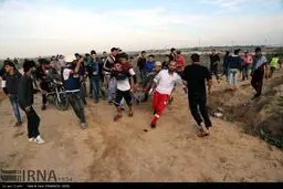 رویارویی جوانان فلسطینی با صهیونیست ها غزه‎/تصاویر