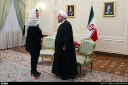 پوشش رئیس مجلس سنای بلژیک در دیدار با روحانی/ عکس