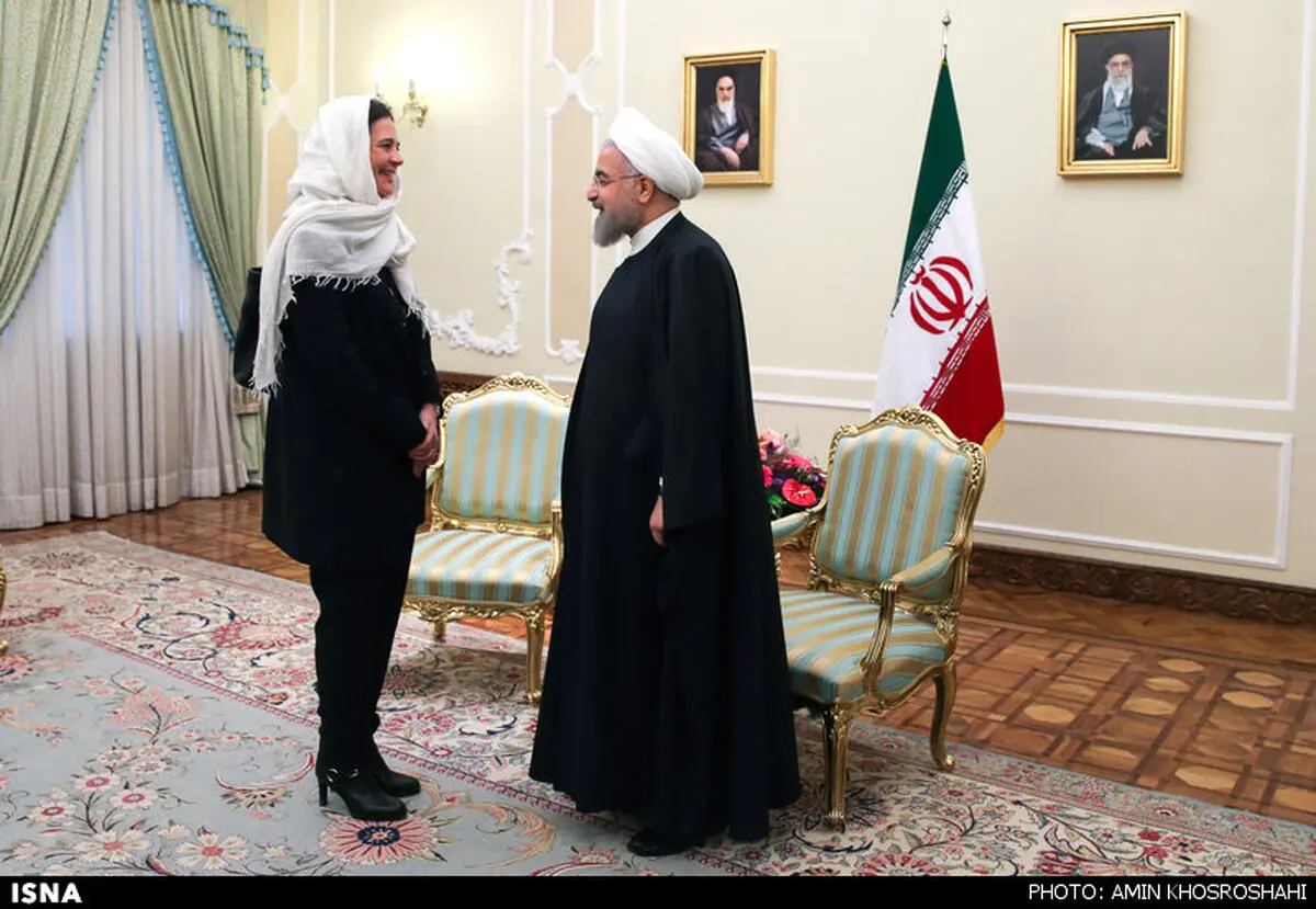 پوشش رئیس مجلس سنای بلژیک در دیدار با روحانی/ عکس