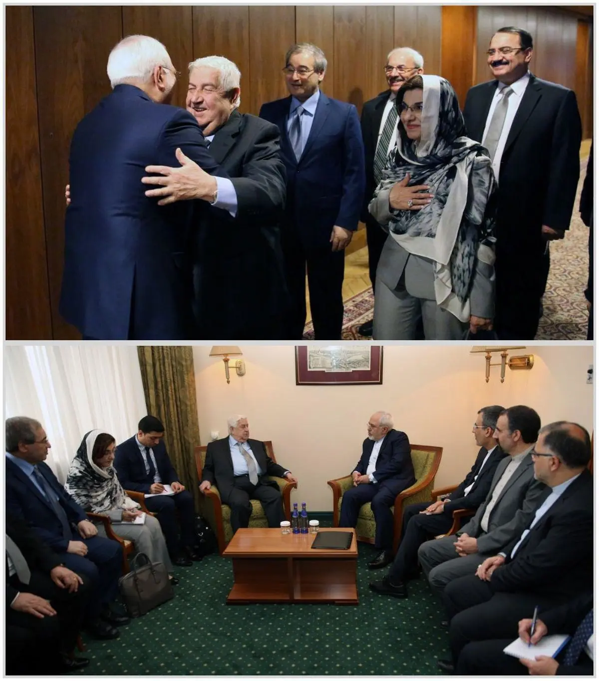 حجاب مشاور بشار اسد در دیدار با ظریف/عکس