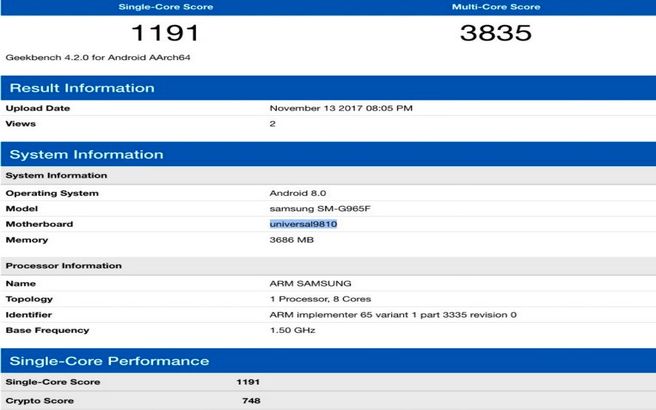 گلکسی اس 9 پلاس در بنچمارک Geekbench رویت شد + عکس
