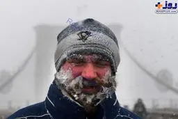 مردی که از شدت سرما ریش و سبیلش یخ زد! /عکس