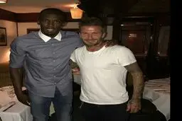 دیوید بکهام در کنار سریع ترین مرد جهان!/عکس