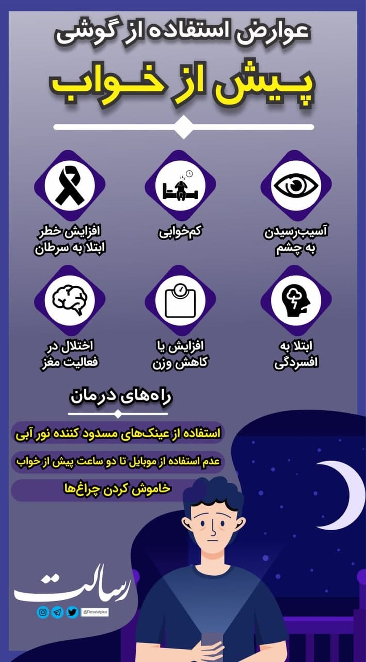 استفاده از گوشی پیش از خواب چه عوارضی دارد؟ +اینفوگرافیک