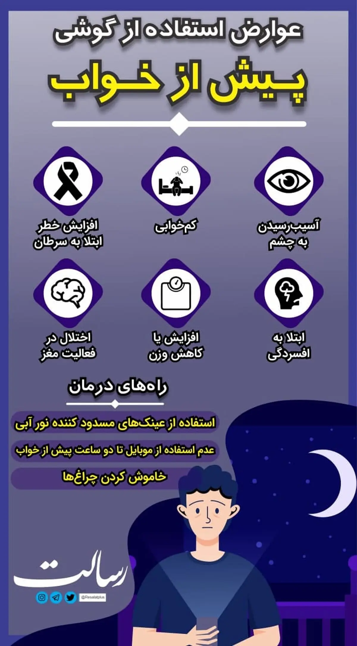 استفاده از گوشی پیش از خواب چه عوارضی دارد؟ +اینفوگرافیک