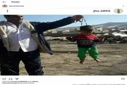کودک آزاری که با یک طناب طفلی را از گردن آویزان کرد، دستگیر شد+عکس