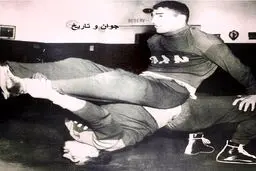 تصویری از تمرینات عجیب جهان پهلوان تختی و پهلوان عباس زندی