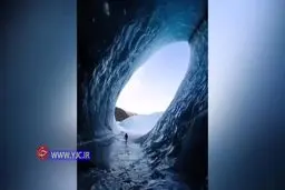 غار یخی شگفت‌انگیز در ایسلند + فیلم