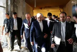 بازدید ظریف از پارلمان ترکیه پس از انفجار/تصاویر