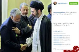 قاسم سلیمانی و فرزند رهبر انقلاب +عکس