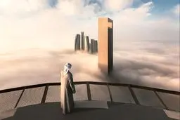 آسمان خراش‌های امارات در تسخیر امواج ابرها/تصاویر