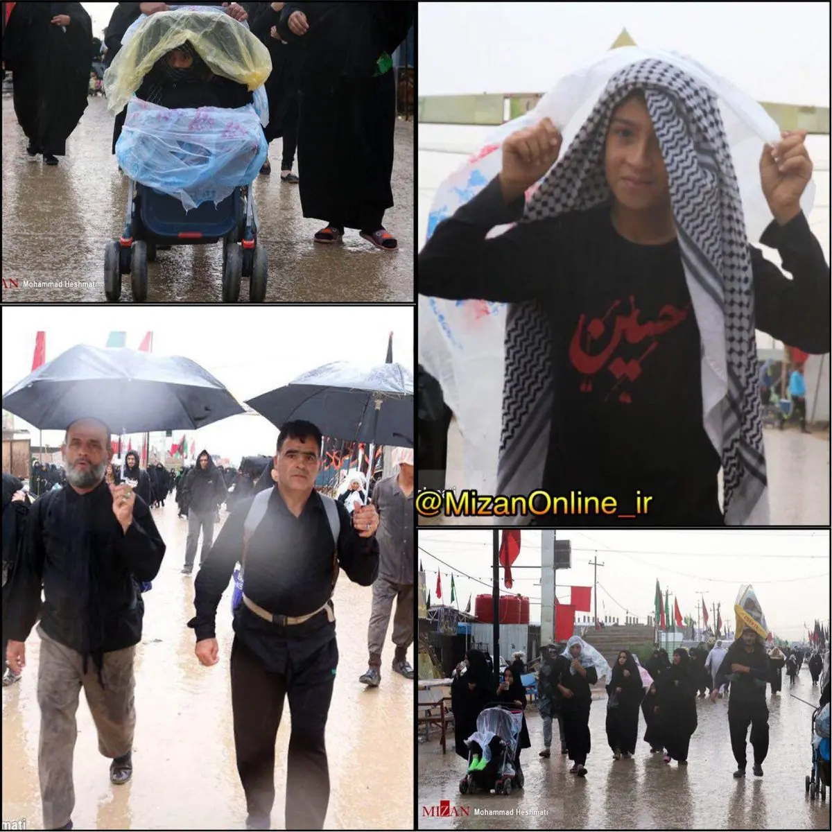 باران رحمت الهی بر سر زائران حسینی/عکس