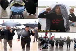 باران رحمت الهی بر سر زائران حسینی/عکس