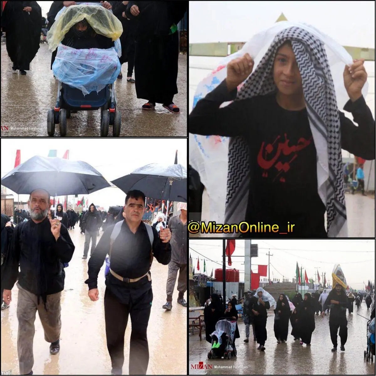 باران رحمت الهی بر سر زائران حسینی/عکس