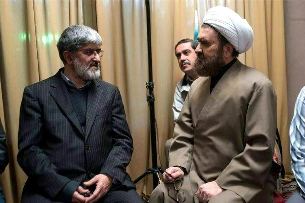 علی مطهری در کنار بازیگر نقش شهید مطهری/عکس
