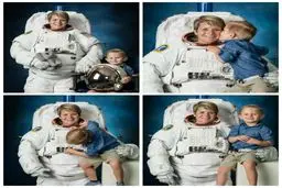 انتشار تصاویر فضانورد ناسا با فرزندش/ عکس