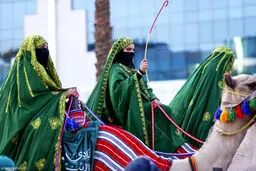 تصاویر شترسواران مرد و زن در روز ملی عربستان 