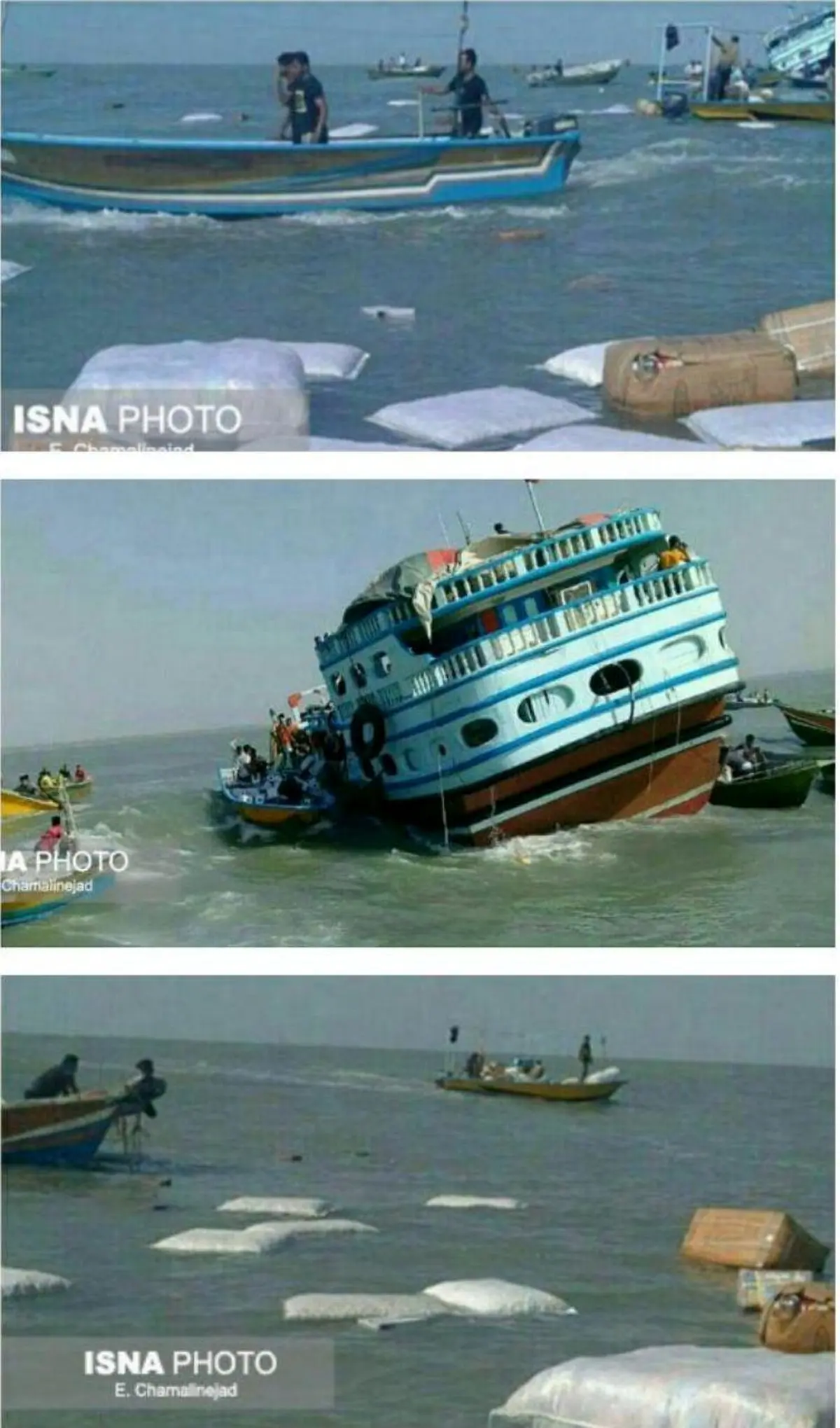 غرق شدن لنج باری در ساحل بخش بندزرک میناب/عکس