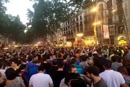 جشن قهرمانی هواداران بارسلونا/عکس