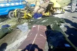 تصادف خونین پژو و تریلر/تصاویر