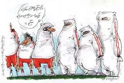 پوشاندن خالکوبی در فوتبال ایران!/کاریکاتور