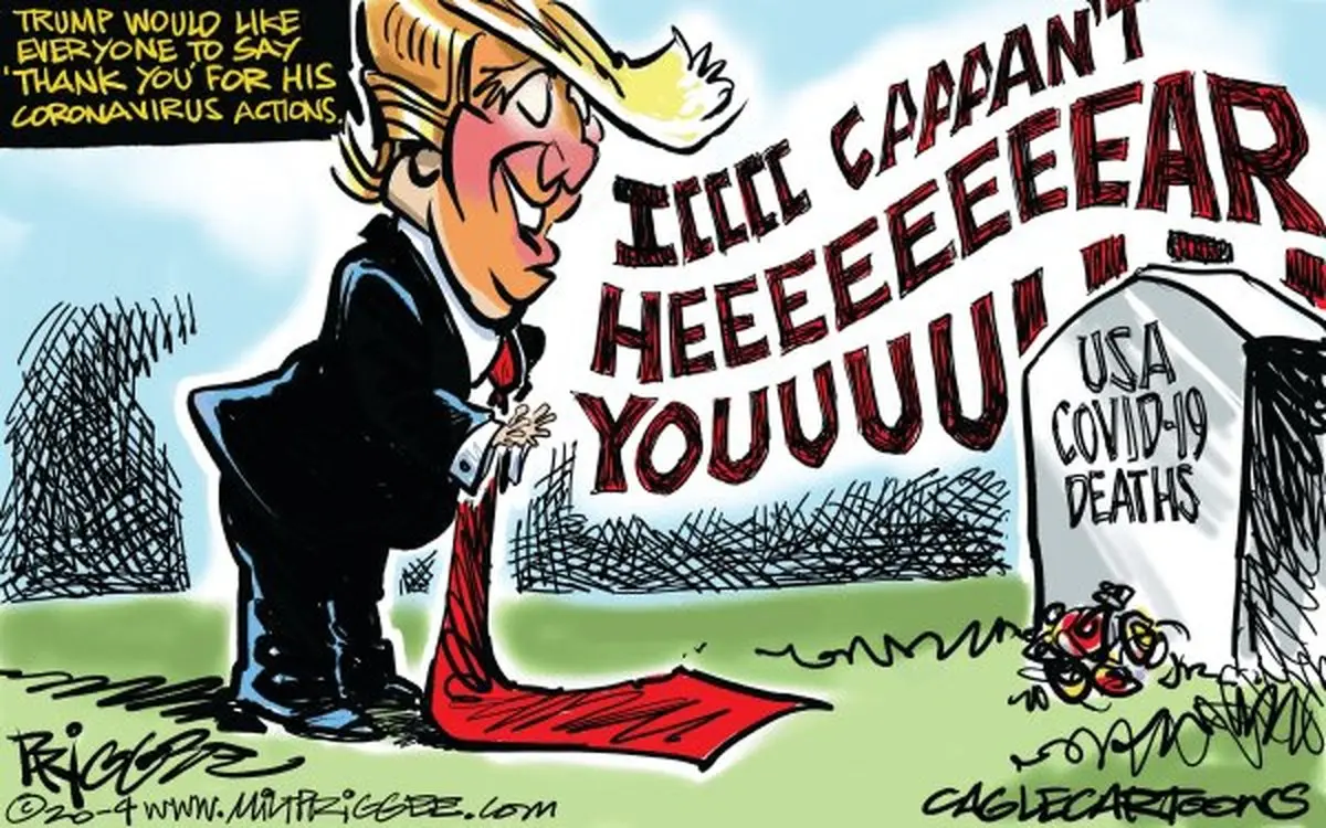 مقابله ترامپ با کرونا! + کاریکاتور