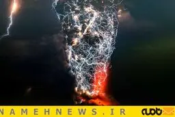 تصاویری دیدنی و جالب از برخورد رعد و برق با آتشفشان