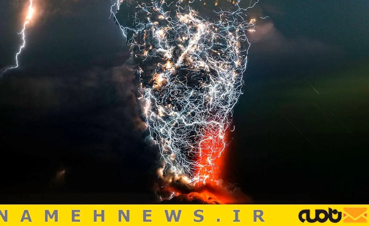 تصاویری دیدنی و جالب از برخورد رعد و برق با آتشفشان