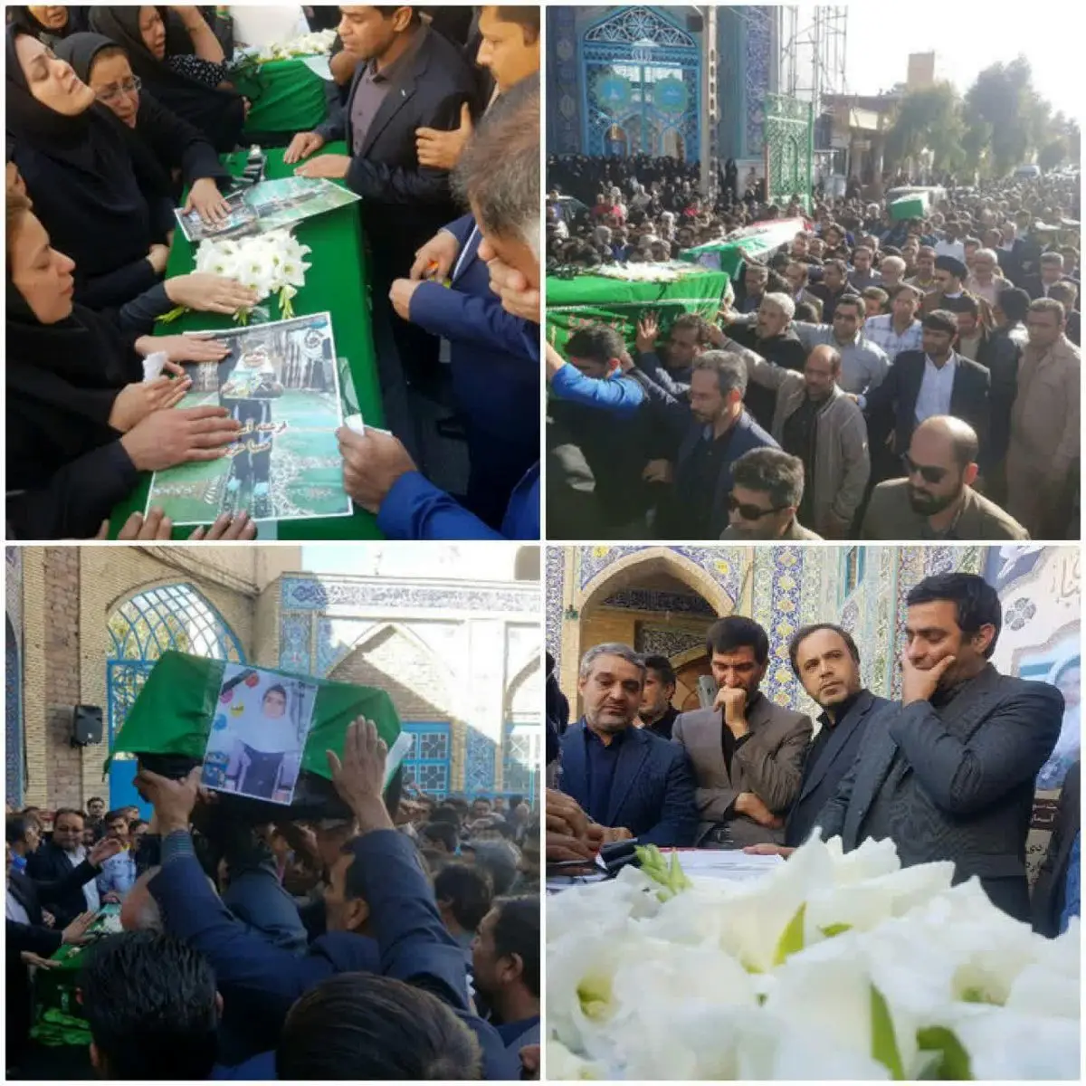 مراسم تشییع پیکر پاک ۳ دانش آموز جان‌باخته زاهدان / عکس
