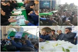مراسم تشییع پیکر پاک ۳ دانش آموز جان‌باخته زاهدان / عکس