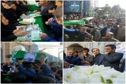 مراسم تشییع پیکر پاک ۳ دانش آموز جان‌باخته زاهدان / عکس