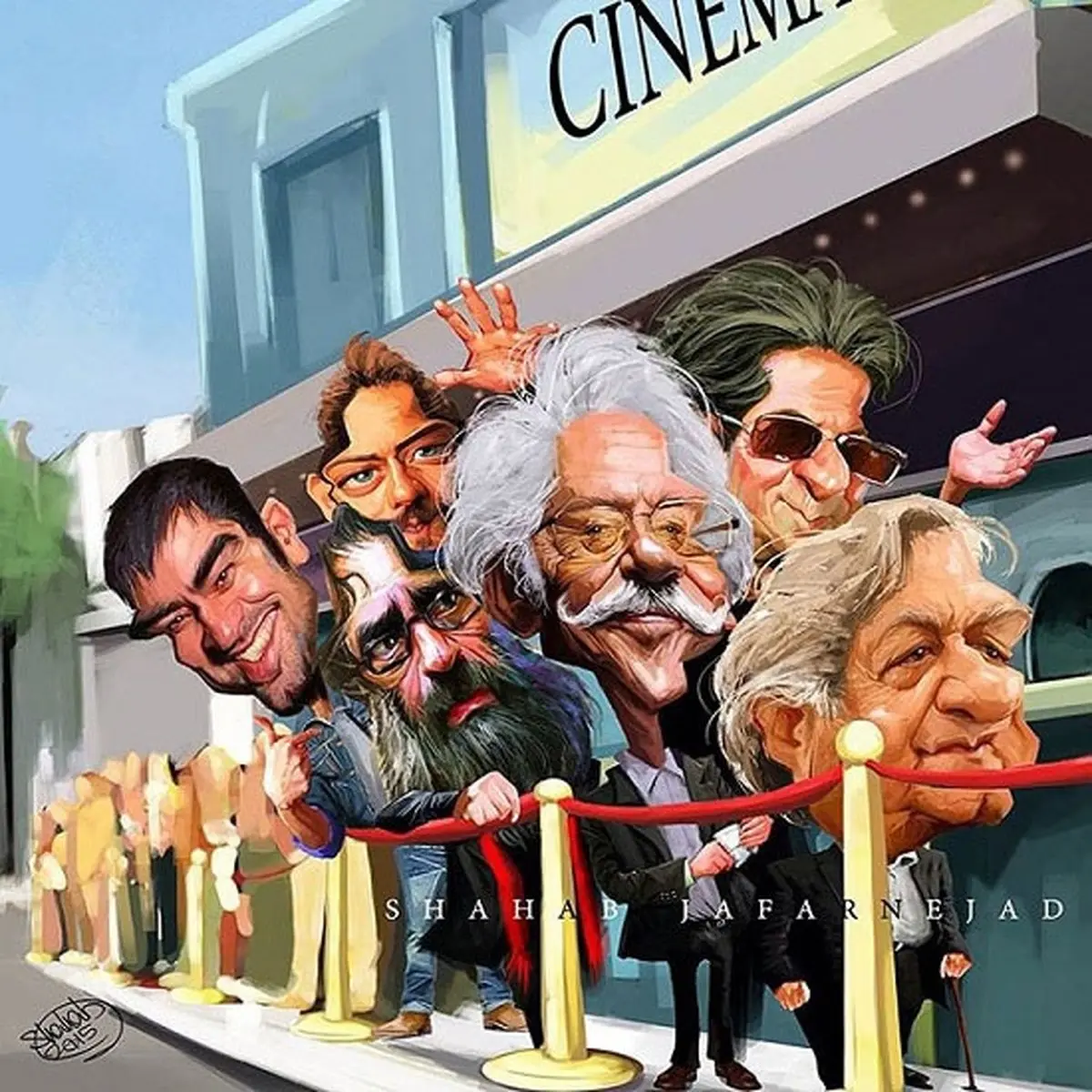 کاریکاتور/ شهاب حسینی، بهرام رادان، انتظامی و مهرجویی در صف سینما!