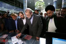 حضور رئیس مجلس در انتخابات ریاست جمهوری و شورای شهر/تصاویر
