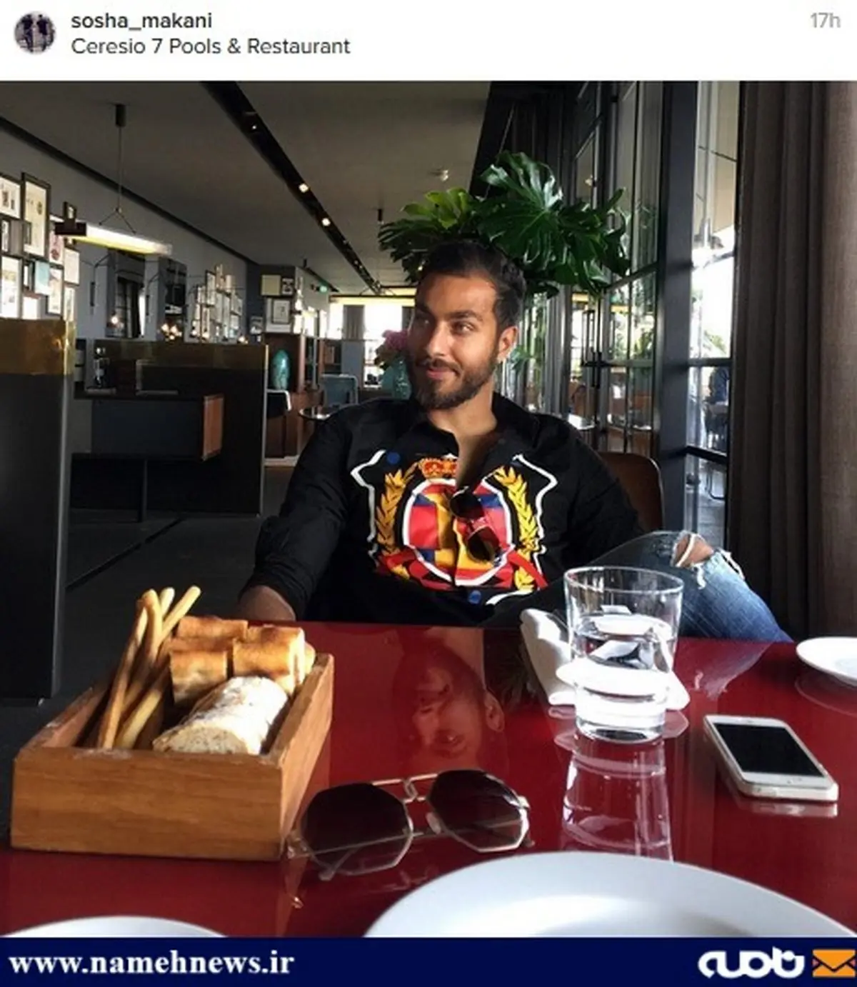 تیپ جالب سوشا مکانی در رستوران!/عکس