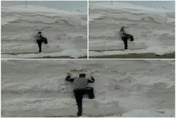 بارش برف بیش از ۲متر در گردنه چری بازفت/عکس