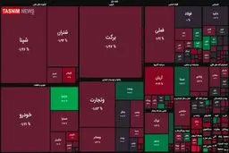 ریزش ۲ هزار واحدی شاخص بورس + نقشه بازار بورس