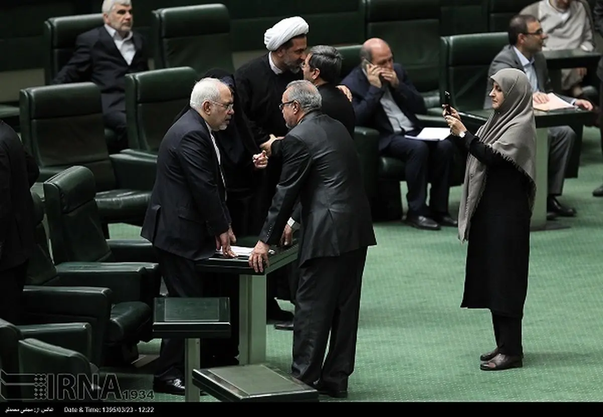 ‫عکس گرفتن خانم نماینده از ظریف در صحن/ عکس‬‎