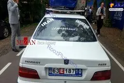 هوادار ایرانی با خودرو شخصی از اندیمشک در روسیه!/عکس