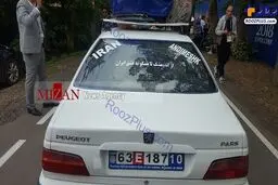 هوادار ایرانی با خودرو شخصی از اندیمشک در روسیه!/عکس