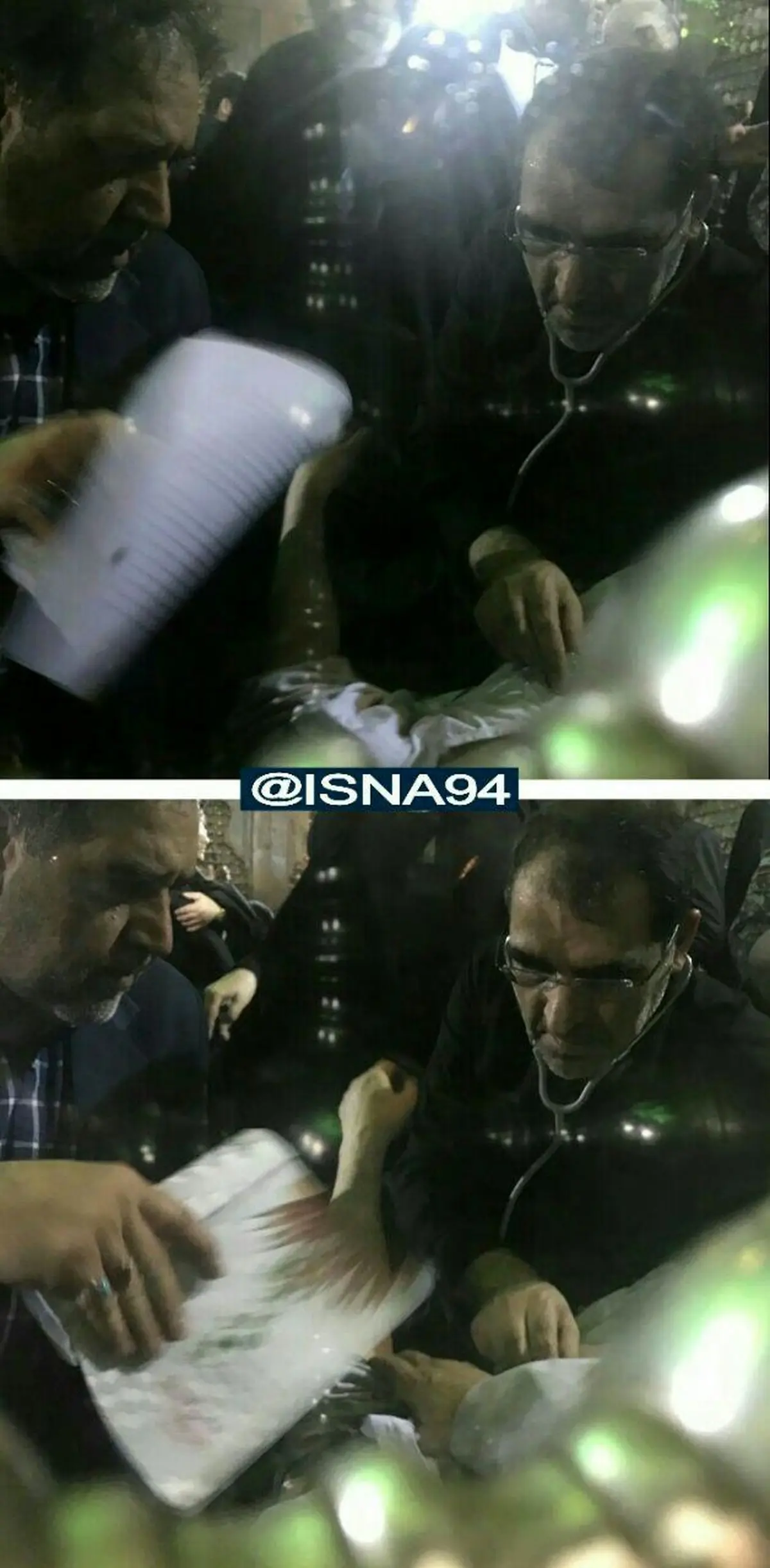 وزیر بهداشت در حال معاینه آیت الله امامی کاشانی/عکس