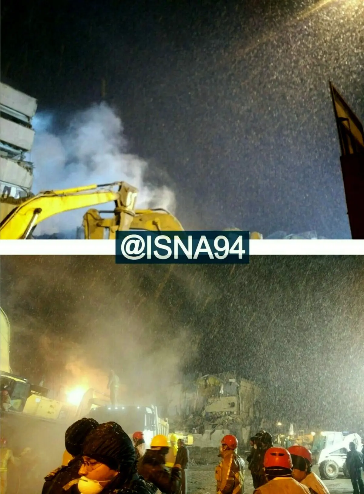 آواربرداری در پلاسکو زیر برف/ عکس