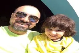 سلفی برزو ارجمند در کنار فرزندش/ عکس