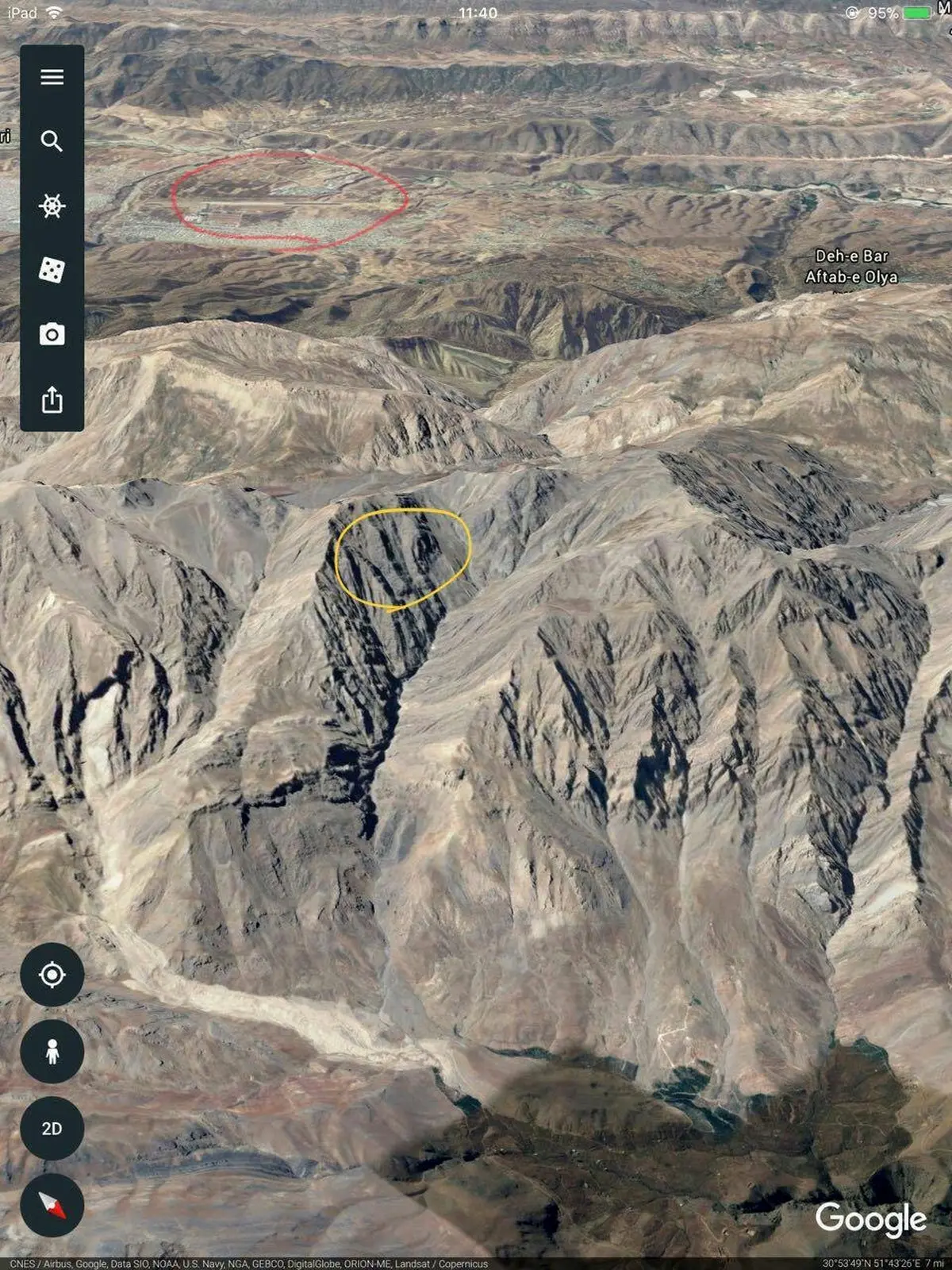 تصویری از فاصله اندک سقوط هواپیمای آسمان با فرودگاه یاسوج