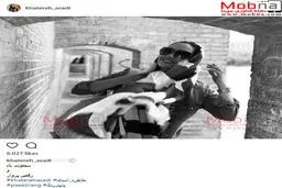 ژست خاطره اسدی در میان وزش باد/ عکس