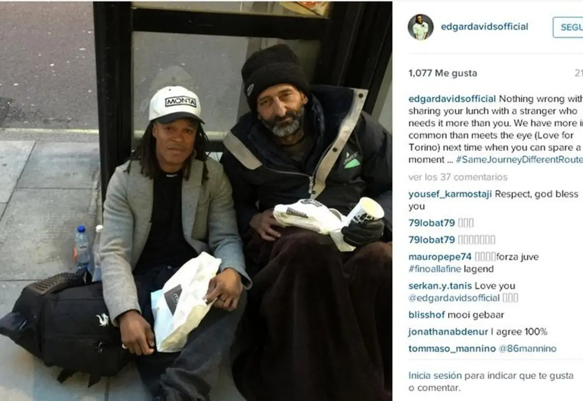 داویدز غذایش را با یک فقیر تقسیم کرد/ عکس